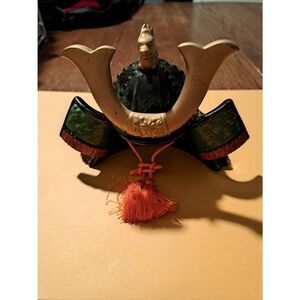 Vintage Japanese Kubuto Samurai Helmet Ceramic Figurine With Maedate Shikoro